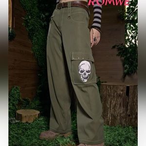 Green cargo punk pants